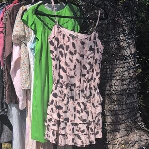 Banana Republic Pink and Black Printed Sundress